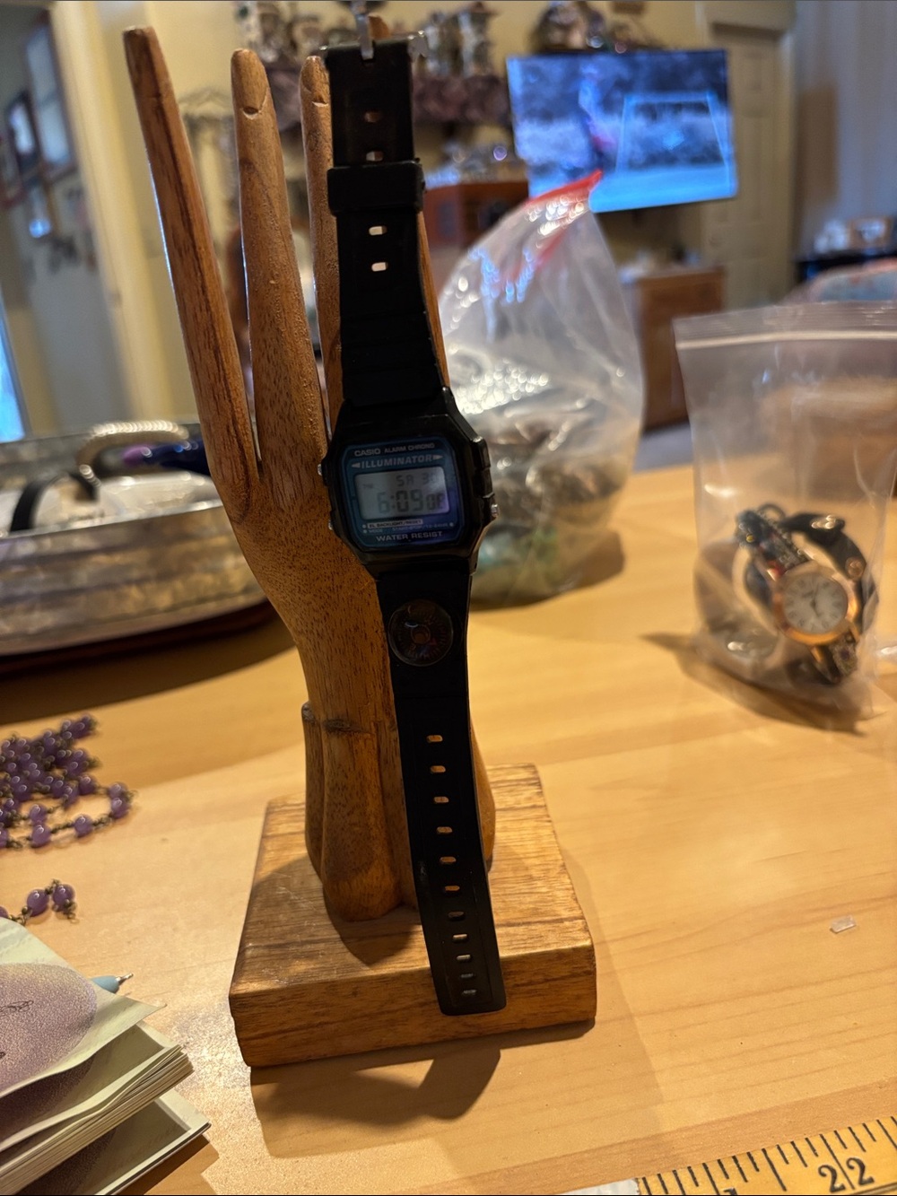Casio Black Resin Digital Watch with Blue Accent